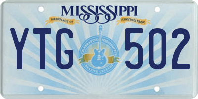 MS license plate YTG502