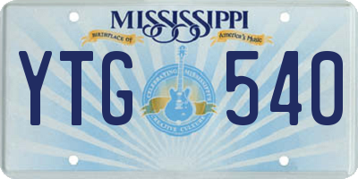 MS license plate YTG540