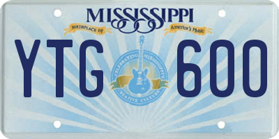 MS license plate YTG600