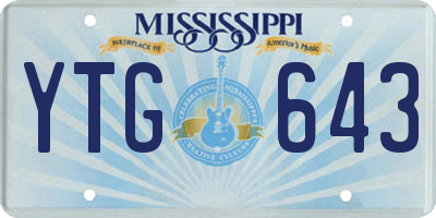 MS license plate YTG643