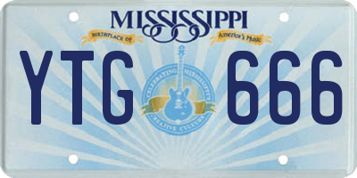 MS license plate YTG666