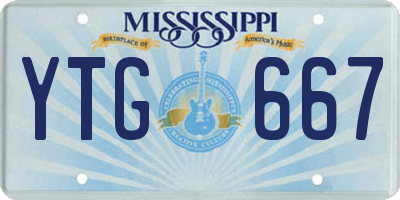 MS license plate YTG667