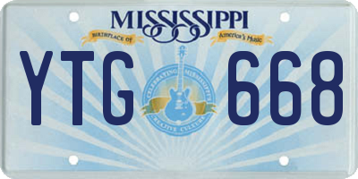 MS license plate YTG668