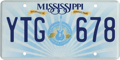 MS license plate YTG678