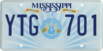 MS license plate YTG701