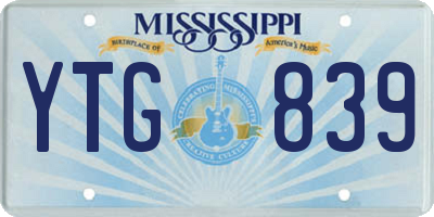 MS license plate YTG839