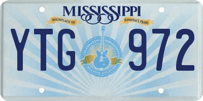 MS license plate YTG972