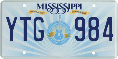 MS license plate YTG984