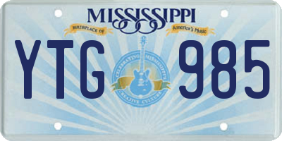 MS license plate YTG985