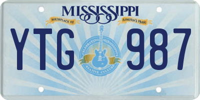 MS license plate YTG987