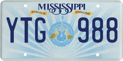 MS license plate YTG988