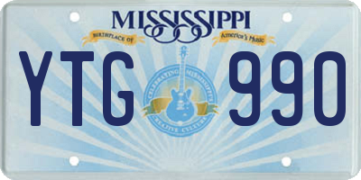 MS license plate YTG990