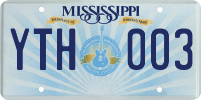 MS license plate YTH003