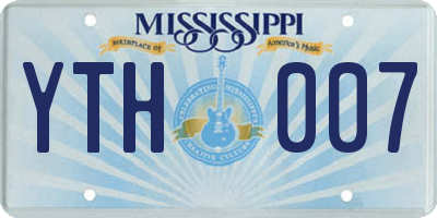 MS license plate YTH007