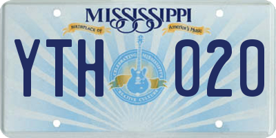 MS license plate YTH020