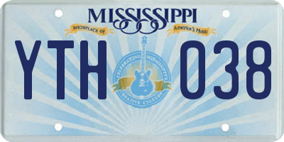 MS license plate YTH038