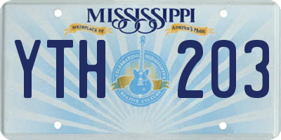 MS license plate YTH203