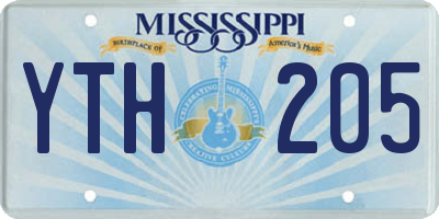 MS license plate YTH205