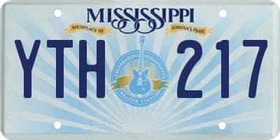 MS license plate YTH217