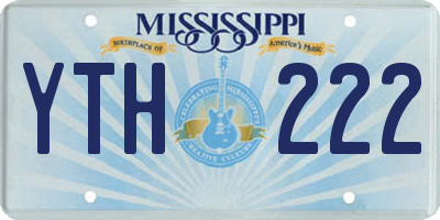 MS license plate YTH222