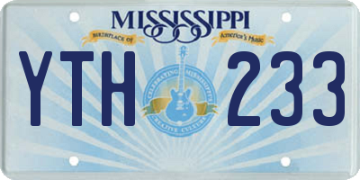 MS license plate YTH233