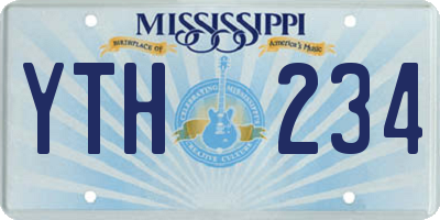 MS license plate YTH234