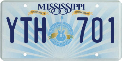 MS license plate YTH701