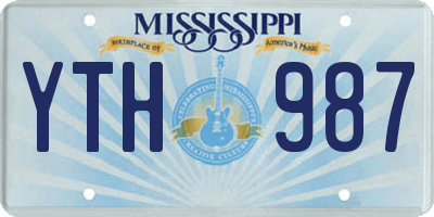 MS license plate YTH987