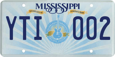 MS license plate YTI002