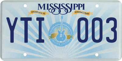 MS license plate YTI003