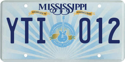 MS license plate YTI012