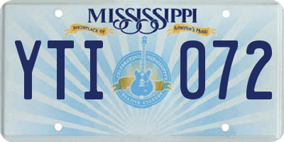 MS license plate YTI072