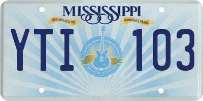 MS license plate YTI103