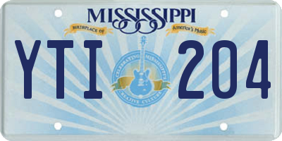 MS license plate YTI204