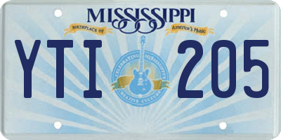 MS license plate YTI205