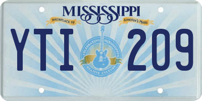 MS license plate YTI209