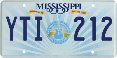 MS license plate YTI212