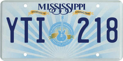 MS license plate YTI218
