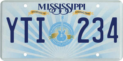 MS license plate YTI234