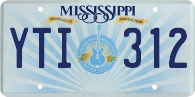 MS license plate YTI312