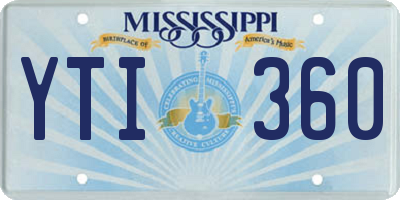 MS license plate YTI360