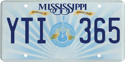 MS license plate YTI365