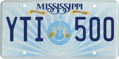 MS license plate YTI500
