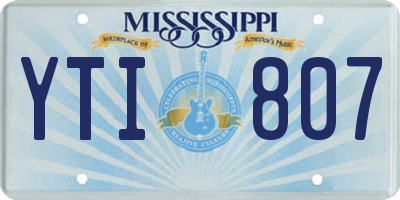 MS license plate YTI807