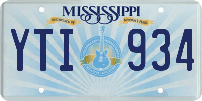 MS license plate YTI934