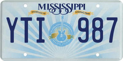 MS license plate YTI987