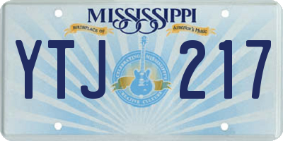 MS license plate YTJ217