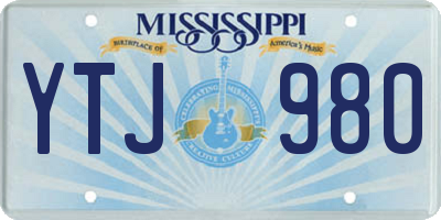 MS license plate YTJ980
