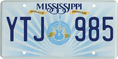 MS license plate YTJ985