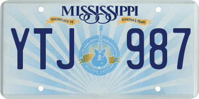 MS license plate YTJ987